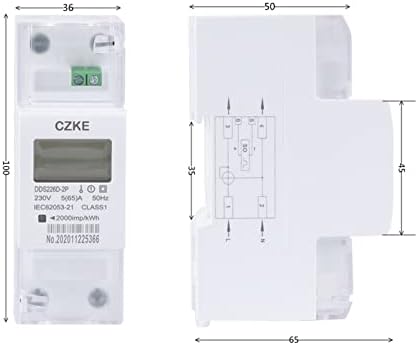 KQOO DDS226D-2P LCD מד אנרגיה DIN-RAIL חד-פאזי 65A 100A 220V 230V 50Hz 60Hz יבוא אנרגיה פעיל ייצוא קוטש