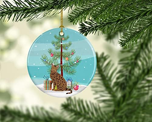 אוצרות קרוליין CK4780CO1 OCICAT 2 חתול קישוט קרמיקה לחג המולד שמח, קישוטים לעץ חג המולד, קישוט תלוי לחג המולד, חג, מסיבה, מתנה,