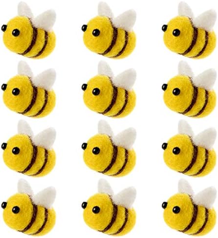 סינפיוק 12 סט הרגיש דבורים למלאכות, צמר הרגיש דבורת קטיפה עבור שכבות מגש קישוט המפלגה טובות עשה זאת בעצמך קרפט תכשיטי אבזר