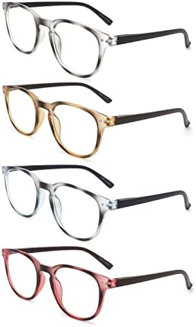 4 חבילה עגול קריאת משקפיים לנשים גברים אופנה גבירותיי מחשב קוראי עם אביב ציר