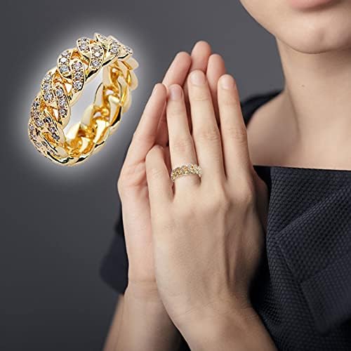 נשים מבטיחות טבעת אופנה אופנה קובנית היפ הופ זירקון טבעת טבעת שיבוץ מלא סגסירון ציפוי טבעות אירוסין לנשים מבטיחות טבעת
