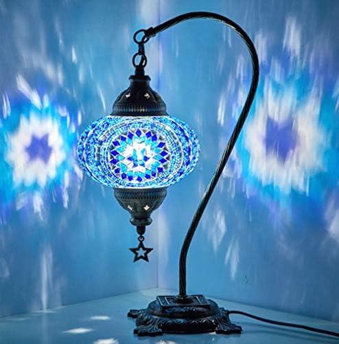 דמקס תורכי מרוקאי בעבודת יד צבעוני פסיפס מתכווננת שולחן מנורה שליד המיטה אהיל עם עתיק פליז גוף