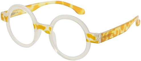 כוורן עגול קריאת משקפיים לנשים רטרו קוראי משקפיים-צהוב / צב +1.50