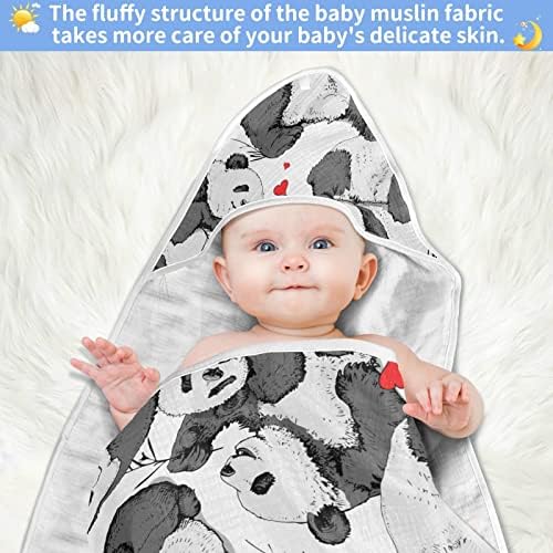 Vvfelixl פנדות מגבות עם מגבות ברדס לתינוקות מחבקות מגבות תינוקות סופגות מגבות כותנה רכה מגבת לתינוק, פעוט 35 x 35 לבן