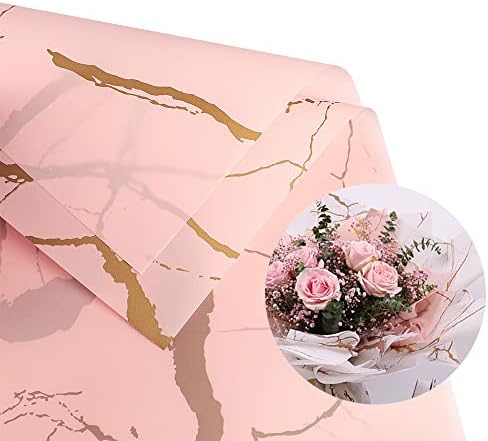 20 גיליונות פרח גלישת ניירות שיש פרח עטיפות עמיד למים פרחוני זר מתנת חבילה נייר חנות פרחים אריזה אספקת עבור אמא של יום יום הולדת חתונה חג קישוט
