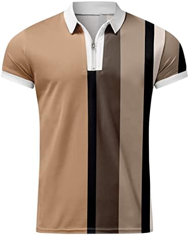 חולצות פולו קיץ לגברים שרוולים קצרים מזדמנים צמרות טי צוואר רוכסן רופף כושר 3D הדפסים פולו ספורט גולף