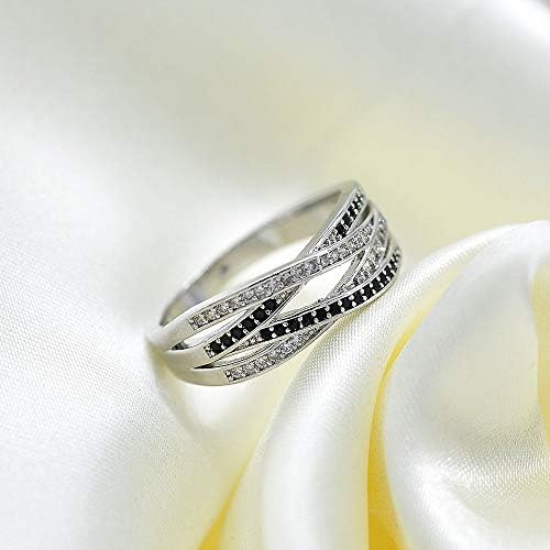 תכסיס פיילין אינפיניטי 925 כסף שחור & מגבר; כחול ספיר נשים חתונה טבעת תכשיטי גודל 6-10