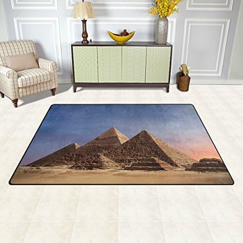 שטיח אזור מצרי שטיח 2.7'x1.8 ', פירמידות גיז'ה קהיר מצרים שטיח רצפה לא שפשפת חלקה למעונות חדר מעונות בחדר מעונות בחדר מעונות