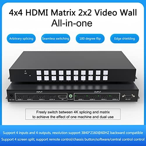 2x2 קיר וידאו 4x4 חלקה של HDMI Matrix Switcher מעבד 4K60Hz 1x3, 3x1, 1x4, 4x1, שחבור, מכונה מטריצה ​​All-in-One, מיתוג חינם עם בקר קיר מקש אחד HDMI HDMI מטריקס מתג מטריקס