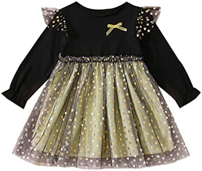 NFANT תינוקת טול שמלה שמלת שרוול שרוול שמלת רומפר טול שמלת כוכב שמלות מסיבת יום יום הולדת שמלות נסיכה ...