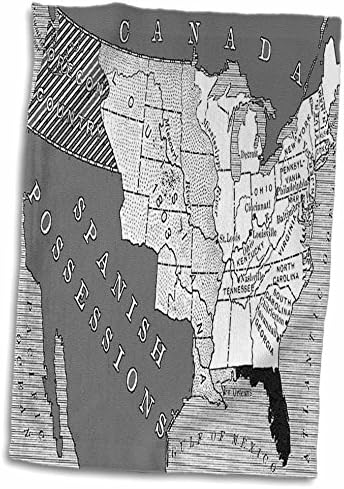 3drose פלורן - מפות וינטג ' - הדפס מפה של ארהב לאחר רכישת לואיזיאנה - מגבות