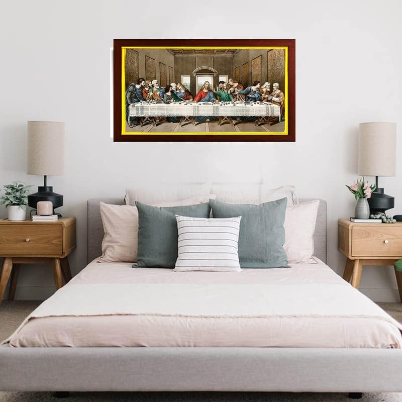 זיג זג הסעודה האחרונה, לאונרדו דה וינצ'י רפרודוקציות אמנות קלאסיות. ציורים מסגרת תמונה לתמונות לתליית קיר, מקדש, חדר, מתנה, תפקיד בית פולחן