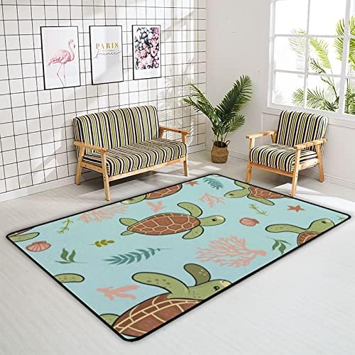 שטיח אזור טופרטים צבי ים חמודים עוזבים את משתלת שטיח שטיח מחצלת ילדים משחקים מחצלת 6 'x 4' לחדר שינה בסלון