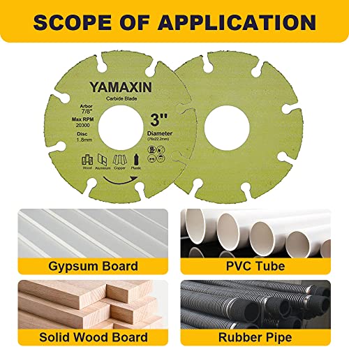 ימקסין 3 יחידות 3 מסור חיתוך עץ קרביד לחיתוך לדיסק ארבור 7/8 דיסק חיתוך עץ כללי, עם ארבור 4/5 5/8, להב מסור חיתוך רב -פונקציונלי מורכב ללוח עץ, צינור גומי, פלסטיק