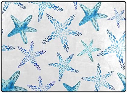 Baxiej שטיחים אזור רך גדול שטיחים ים כחול כוכבי ים משתלת פליימאט שטיח שטיח לילדים משחק חדר שינה חדר חדר שינה 63 x 48 אינץ ', שטיח תפאורה ביתית