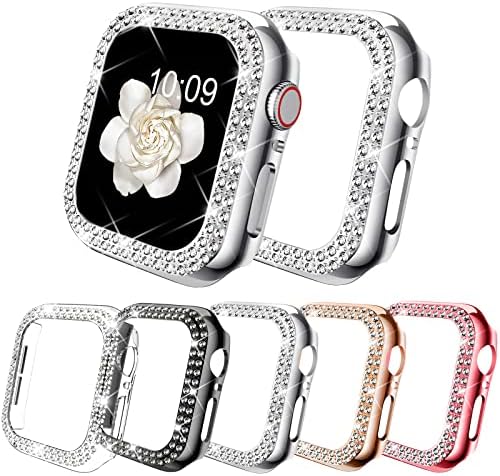 Dabaoza תואם למארז Apple Watch כיסוי פגוש אולטרה סדרה 8 7 6 5 4 3 2 1 SE, בלינג נשים בנות לבושות יהלומים גבישים מחשב קשה מחשב אטום הלם.