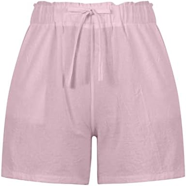 מכנסי נייר מזדמנים של נשים מכנסיים מותניים אלסטיים כותנה מכנסיים קצרים בקיץ מכנסי חוף נוחים רופפים עם כיסים