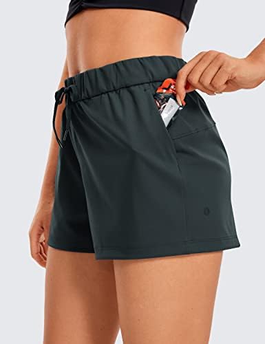 מכנסי יוגה של CRZ לנשים, מכנסיים קצרים של אימון אתלטי, טיולי טרקלין בריצה של מכנסי גולף נסיעות מזדמנים עם כיסים