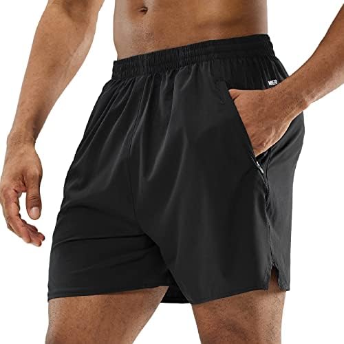 אימון גברים של Mier Running מכנסיים קצרים קלים פעילים 5 אינץ 'מכנסיים קצרים עם כיסים, יבש מהיר, נושם