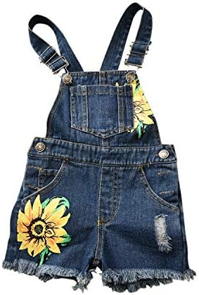 הינטינה תינוקות ופעוטות בנות ביבויות גדולות סרבלים קרעו חמניות חמניות קיץ סרבל ג'ינס ג'ינס ג'ינס רומפר שורטים