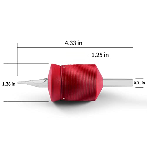 Beztat בגודל 1.25 אינץ 'פרימיום אדום אדום רך אחיזה עם צינורות וטיפים חד פעמיים ברורים ארוכים- חפיסה 15, קצה מגנום פתוח