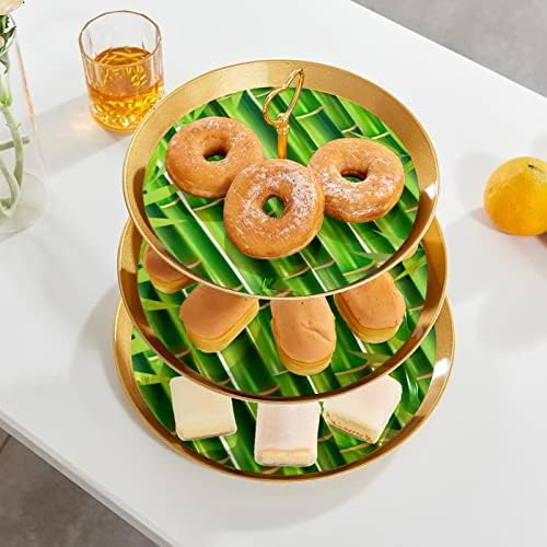 דוכן עוגה, דוכן הקאפקייקס, קינוח עומד שולחן תצוגת סט,ירוק צמח אמנות דפוס