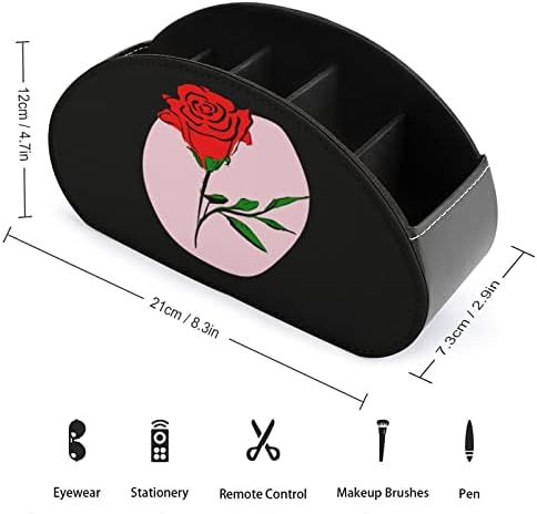 מחזיק שלט רחוק של טלוויזיה ורוד עם 5 תאים מארגן עור מארגן פו תיבת אחסון קאדי