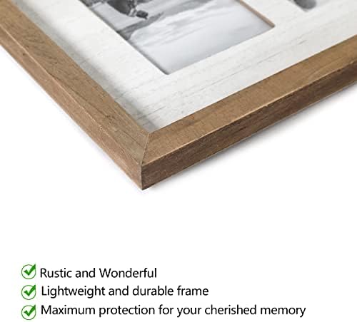 ADECO דקורטיבי בעבודת יד מסגרת תמונה מעץ לתצוגה 4 פתחים תמונות 4x6 אינץ