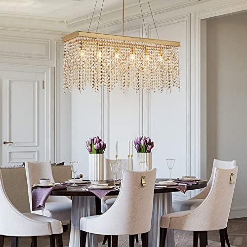 זהב נברשות יוקרה מודרני קריסטל נברשת אור גופי עבור אוכל חדר מטבח אי סלון ל30 6-אורות רשום