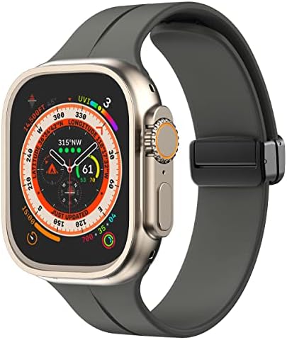 Meyzeli תואם לפס Apple Watch 38 ממ 40 ממ 41 ממ 42 ממ 44 ממ 45 ממ 49 ממ לגברים נשים, רך סיליקון אבזם מגנטי רצועת שעון עבור Apple Watch Se Iwatch Series 8 7 6 5 4 3 2 1 Ultra