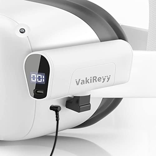 חבילת סוללות Vakireyy עבור Oculus Quest 2 אביזרים, 5000mAh נטענת בנק כוח נטען טעינה מהירה טעינה USB C סוללה מיני מורחבת עם תצוגת חשמל מדויקת לתוספת שעתיים משחק זמן משחק