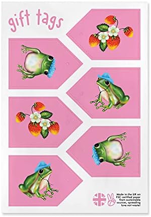 מרכזי 23-ורוד גלישת נייר-6 יום הולדת מתנה לעטוף גיליונות-עבור נשים בנות נקבה-צפרדעים ותותים-למחזור