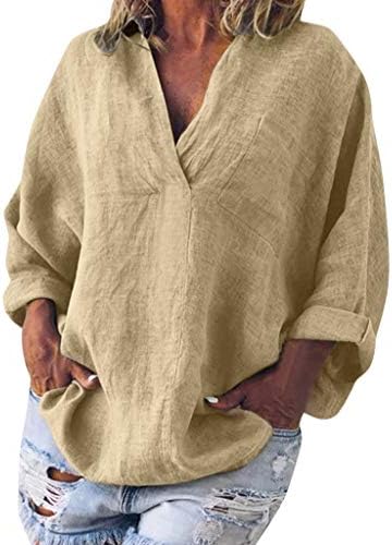 קיץ בתוספת גודל טרנדי מקרית כיכר צוואר לקשור לצבוע קלאסי ארוך שרוול חולצות קל משקל נשים חולצות