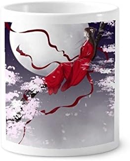 ירח אדום בסגנון סיני בצבעי מים מברשת שיניים מחזיק עט ספל קרמיקה עמדת עיפרון כוס