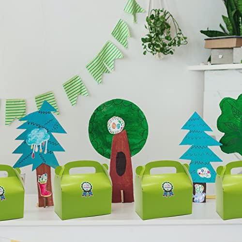 OLETX 30 חבילות ירוקות לטובת קופסאות פינוקים, קופסאות Goodie, קופסאות מתנה לנייר גמלון עם ידיות. מושלם לגינון/אגודל ירוק ציוד לקישוט מסיבות ומנת מתנה ליום פטריק