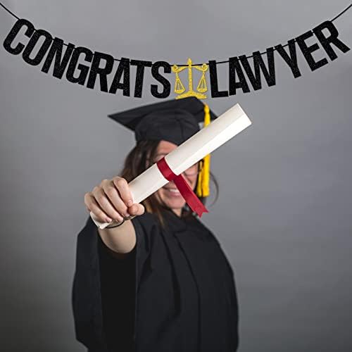מזל טוב באנר עורכי דין, עורך דין תואר שני באנר, כיתה של 2023, עיצוב מסיבת סיום לימודים למשפטים, נצנצים שחורים