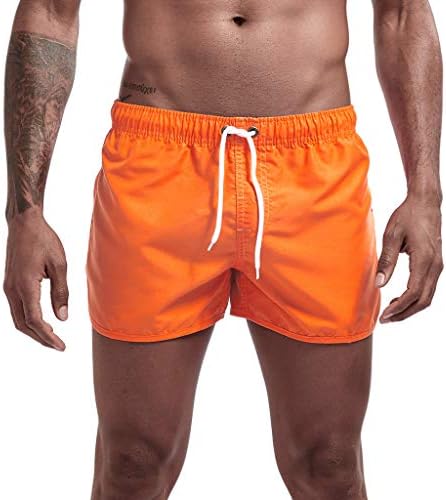 מכנסי גלישה לגברים של Wenkomg1 שחייה מהירה מכנסיים קצרים יבש מכנסי חוף הוואי קיץ אביב אביב בגדי ים בצבע אחיד