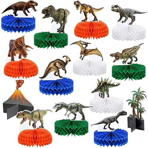 14 מחשבים דינוזאורים ציוד למסיבות 3D דינוזאור דבש חלת דבש מרכזי דינוזאור קישוטים ליום הולדת
