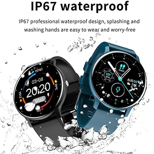 שעונים חכמים של EBAKIN לטלפונים של אנדרואיד iOS, מסך SmartWatch Constouch, IP67 גששי כושר אטומים למים עם צג דופק BP/SP02 צג שינה, שעון פעילות עבור גברים נשים