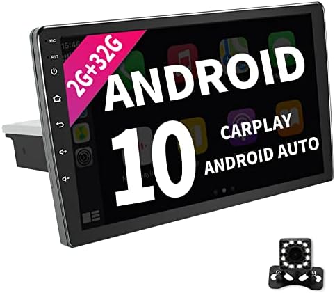 Binize Single DIN 10.1 אינץ 'אנדרואיד 10 סטריאו רדיו רדיו מסך מגע תואם ל- Carplay & Android Auto, 1 DIN מסך מגע רכב מגע בניווט GPS יחידות GPS