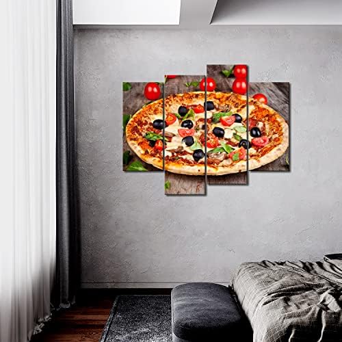 ראשון קיר אמנות-פיצה עם עגבניות ועלים קיר אמנות ציור התמונה הדפסה על בד מזון תמונות עבור בית תפאורה קישוט מתנה