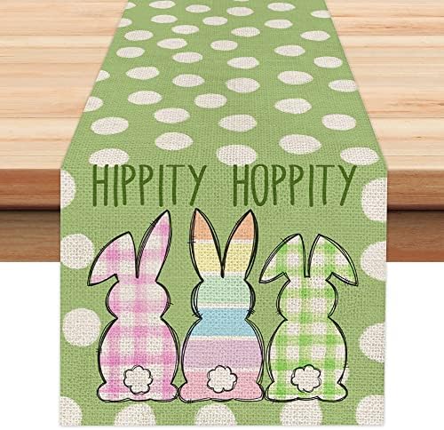 Arkeny Happity Hoppity ארנבות פסחא ארנבות שולחן ירוק רץ 13x72 אינץ