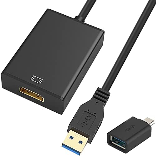 DKARDU USB 3.0 ל- HDMI מתאם, 1080p HDMI מלא HD ל- USB נקבה לנקבה לווידיאו וידאו זכר ממיר מתאם מתאם צג למחשב נייד מחשב נייד צג HDTV תואם ל- Windows 7/8/10