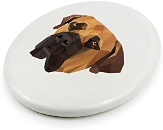 בורבואל, לוח קרמיקה מצבה עם תמונה של כלב, גיאומטרי
