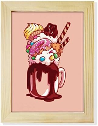 Diythinker סופגנייה שוקולד ביסקוויט כוס גלידת שולחן עבודה מעטר מסגרת תמונה תצוגה ציור אמנות עץ