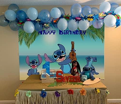 יום הולדת שמח רקע טרופי ואאו רקע קריקטורה מפלצת רקע עבור תינוק מקלחת קיץ חוף תפאורות לילדים המפלגה