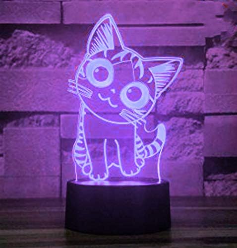 ג ' ינוול 3 חתול בעלי החיים לילה אור מנורת אשליה לילה אור 7 צבע שינוי מגע מתג שולחן שולחן קישוט מנורות אקריליק שטוח בסיס כבל צעצוע