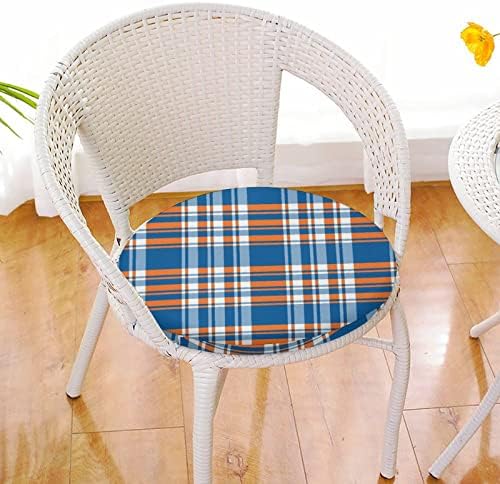 כחול וכתום משובץ עגול כיסא כרית רצפת כרית רך חיצוני מושב רפידות לסלון מלון