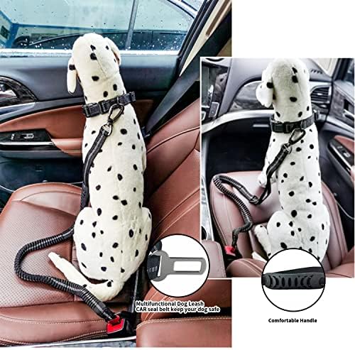 חגורת בטיחות לכלבים טימואית למכוניות, בד ניילון ואבזם מתכוונן,עם חיץ באנג ' י אלסטי רעיוני, תוך שימוש בנסיעות הכלב והרכב-שחור
