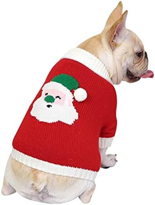Lawkul סוודר כלבי חג המולד בגדי חתלתול בגדי גור כלב סורבי סוודרים מעיל מחמד תלבושת לחג המולד סנטה שנה השנה החדשה בחורף סוודר צבע אדום בגודל קטן
